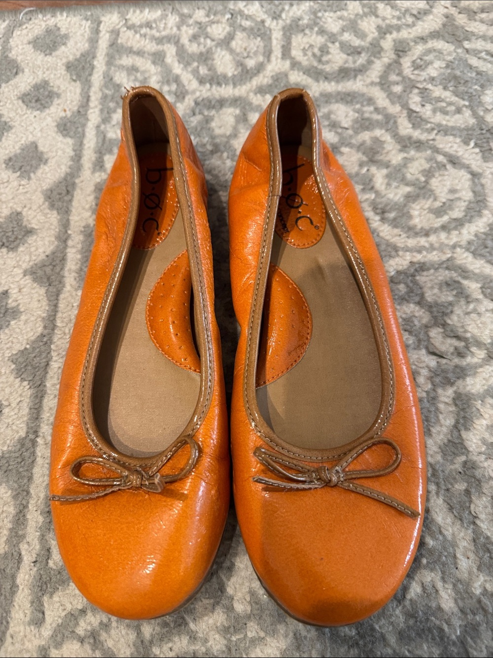 boc Orange Leather Ballet Flats